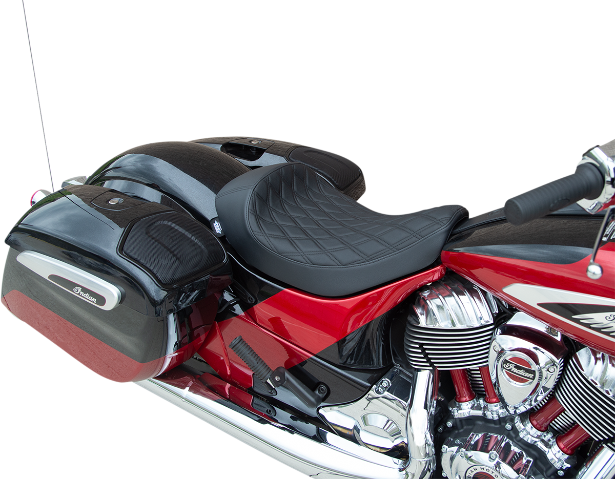 DRAG SPECIALTIES Solo Seat - Double Diamond - Black Stitching - '14-22 Indian 0810-2267