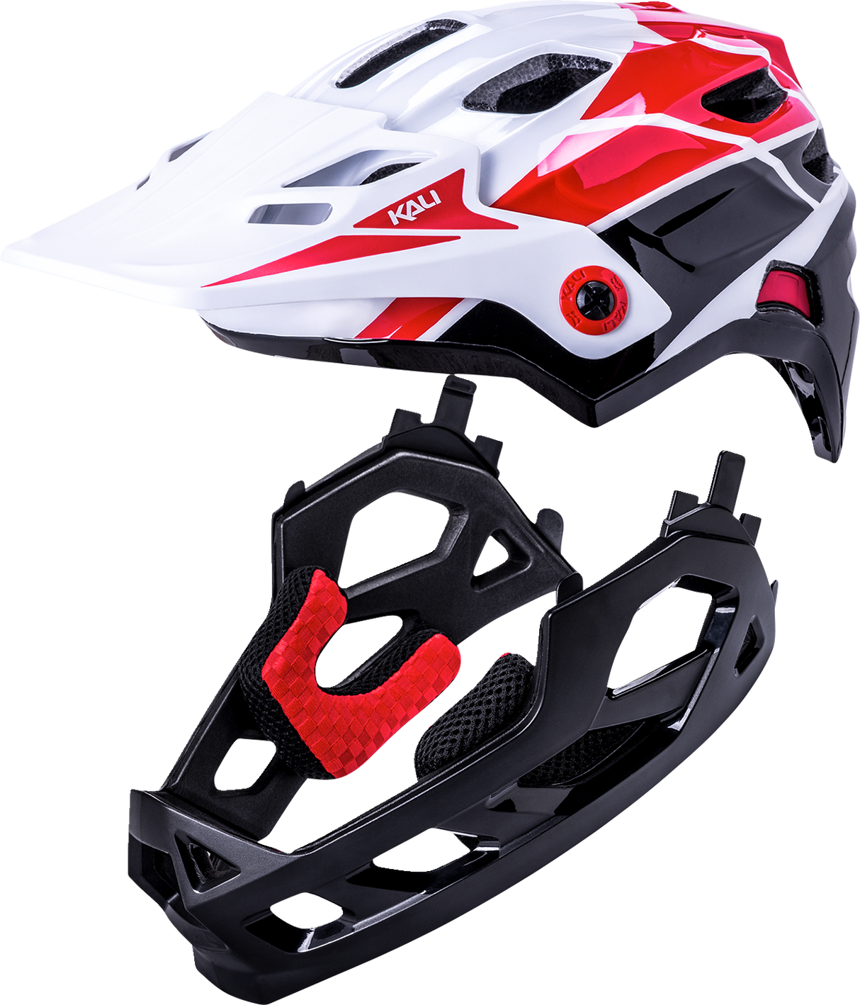 KALI Child Maya Full Face Bicycle Helmet - Race - Gloss White/Red/Black 0221922112