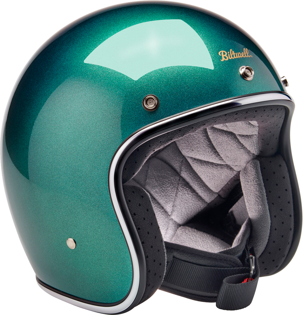 BILTWELL Bonanza Motorcycle Helmet - Metallic Catalina Green - Medium 1001-358-203