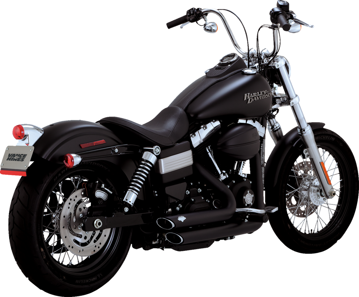 VANCE & HINES Short Shot Staggered Exhaust System - Matte Black Bob /Rider /Super Glide  2010-2017 47327