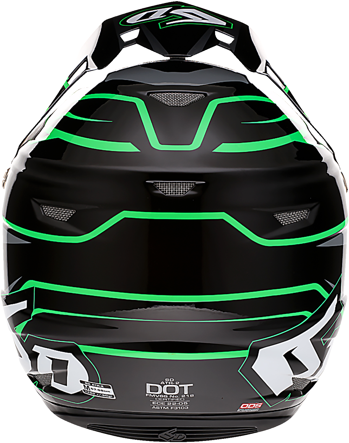 6D ATR-2 Motorcycle Helmet - Phase - Black/Green - Large 12-2847