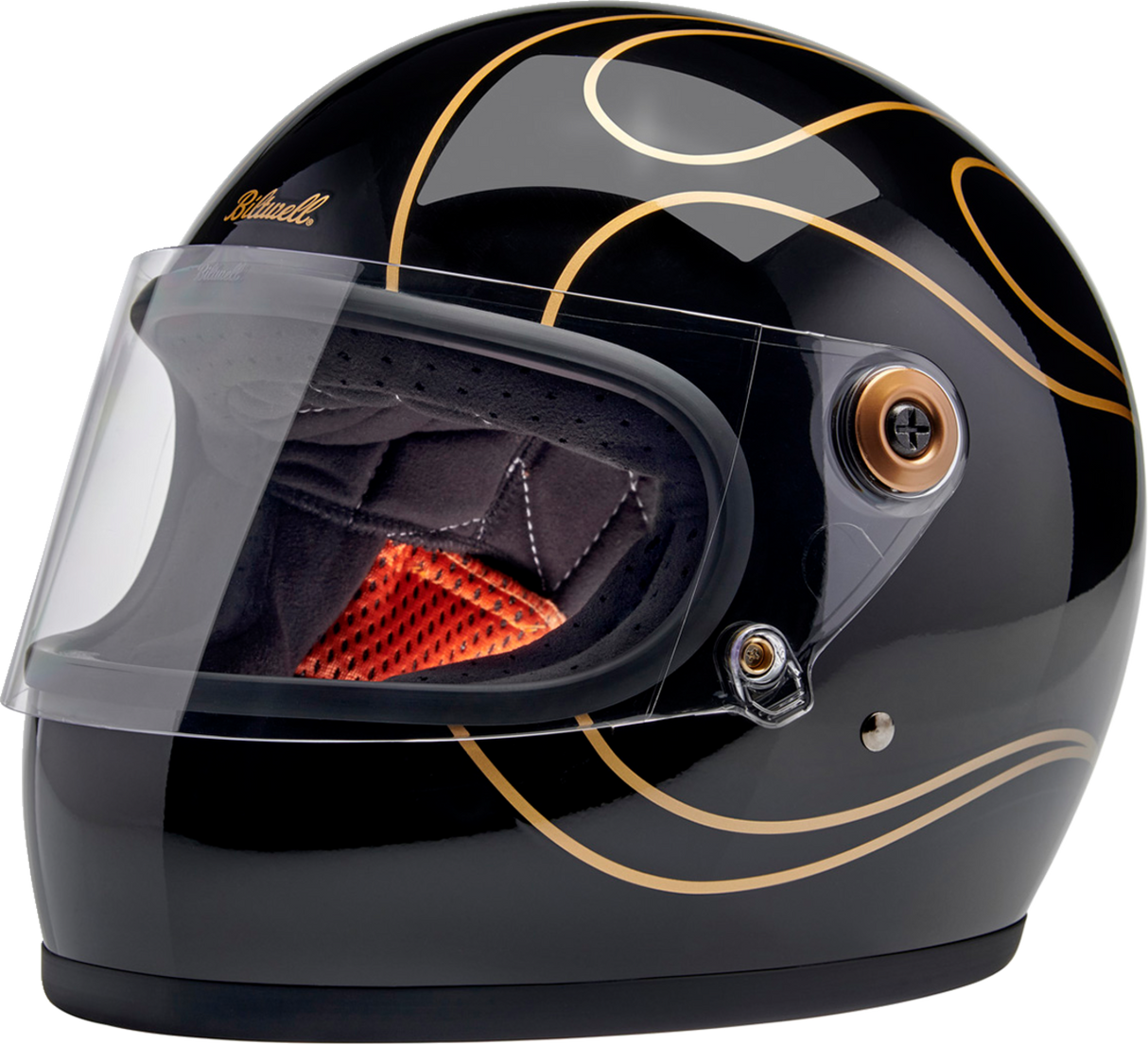 BILTWELL Gringo S Motorcycle Helmet - Gloss Black Flames - XS 1003-567-501