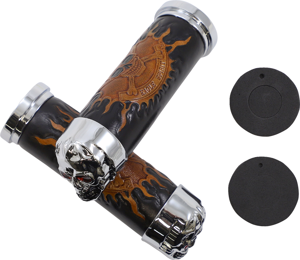 DRAG SPECIALTIES Grips - Skull Grips - Red Eyes - Chrome 17-0505CDTS