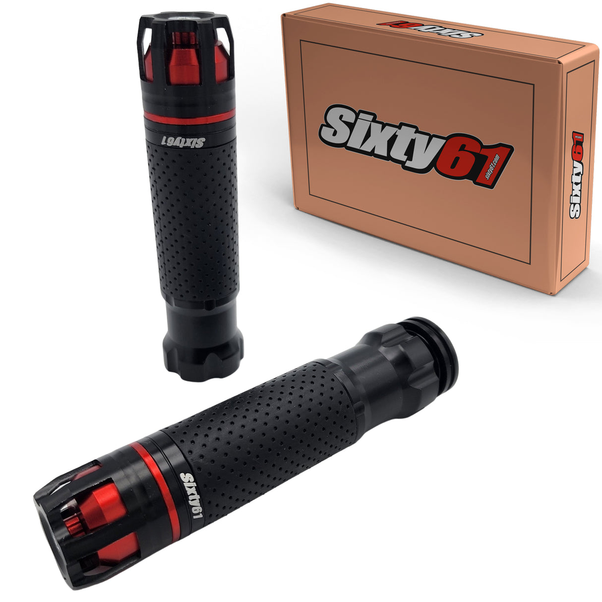 Suzuki GSX GSXR GSXS Hayabusa SV650 Black and Red Aluminum and Comfort Rubber Grips