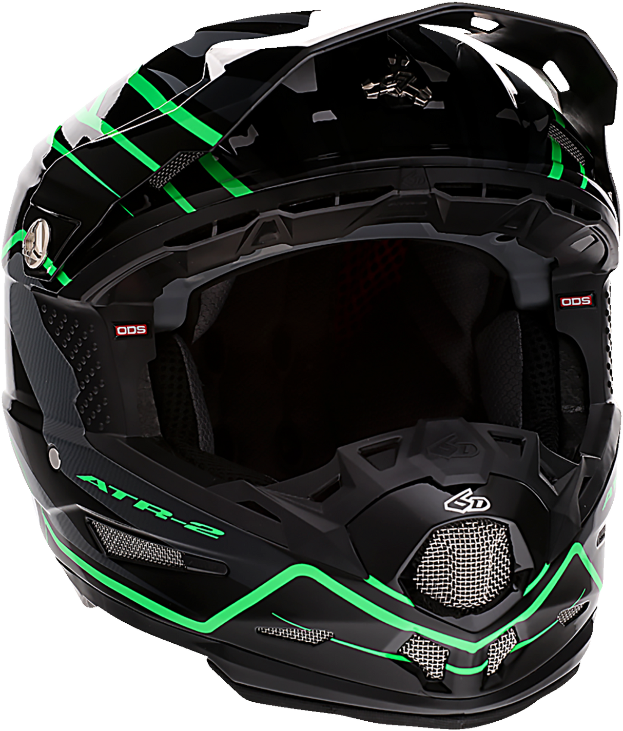 6D ATR-2 Motorcycle Helmet - Phase - Black/Green - Large 12-2847