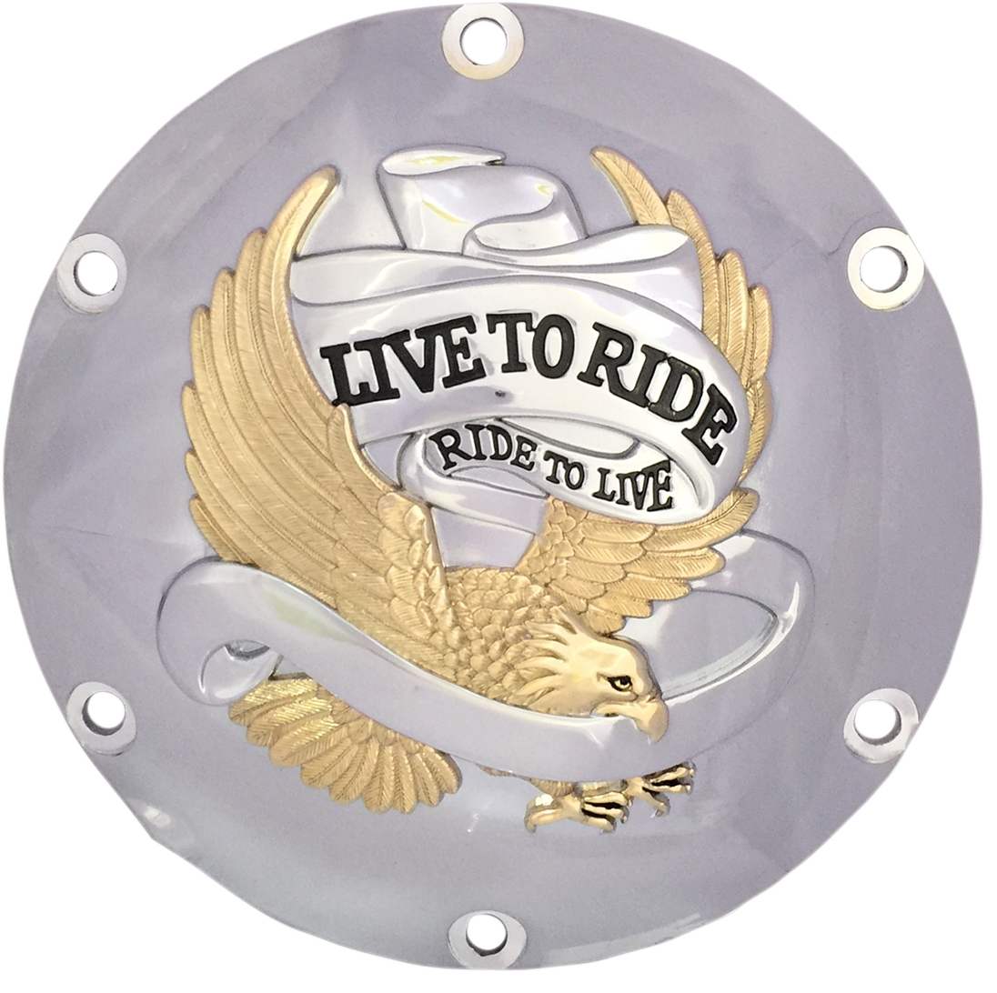 DRAG SPECIALTIES Live to Ride Derby Cover - 6-Hole - Gold 33-0067CGA