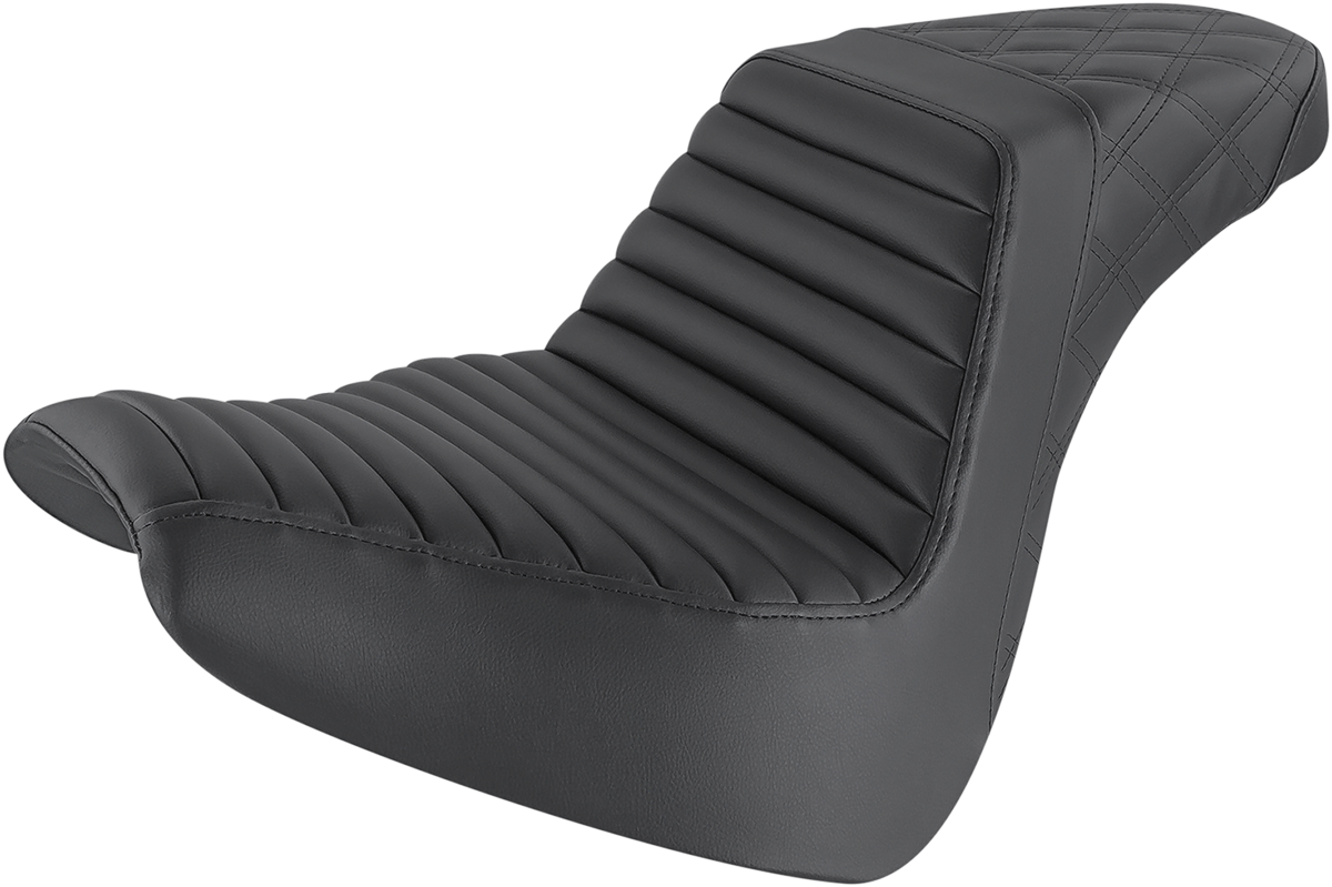 SADDLEMEN Step-Up Seat - Front Tuck-n-Roll/Rear Lattice Stitch - Black 818-31-176