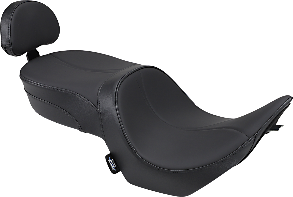 DRAG SPECIALTIES Seat - Low-Profile - Touring - With Passenger Backrest - Mild Stitch - Black 14.5" FR WIDTH 13" REAR 0810-1585