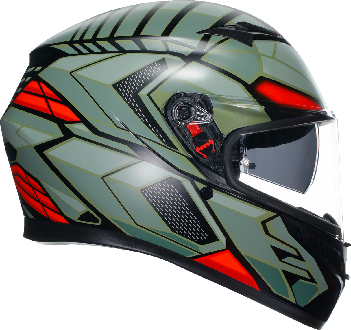 AGV K3 Motorcycle Helmet - Decept - Matte Black/Green/Red - Small 2118381004010S