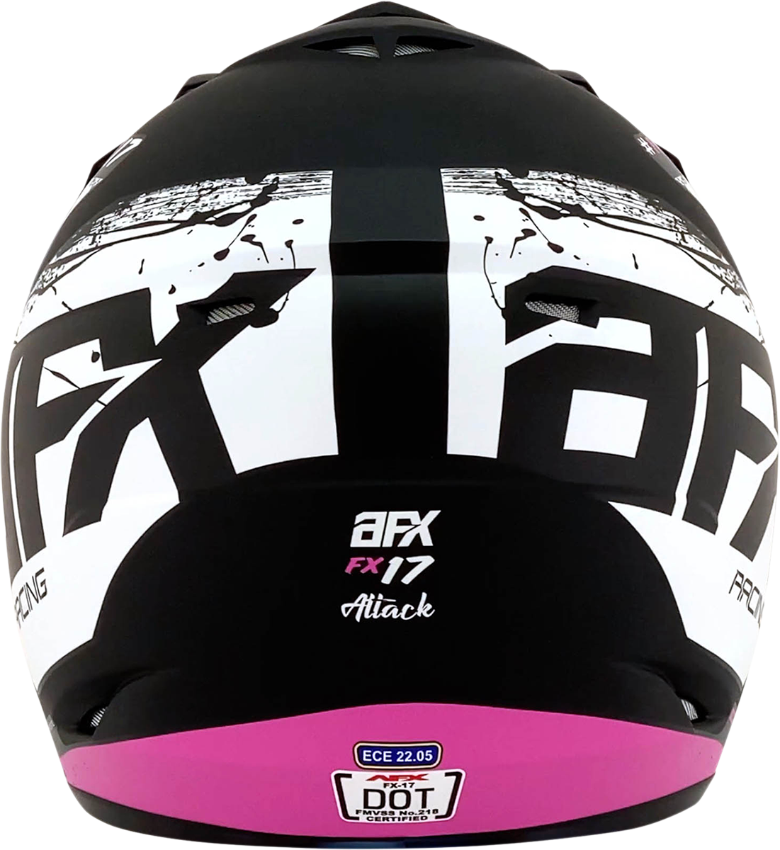 AFX FX-17Y Motorcycle Helmet - Attack - Matte Black/Fuchsia - Large 0111-1413