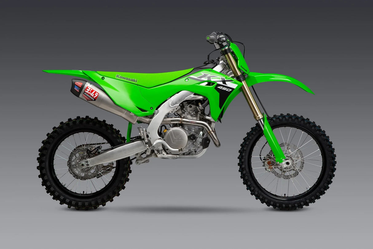 Escape completo de acero inoxidable Yoshimura KX450F 2024 RS-12, con silenciador de acero inoxidable 244730S320 