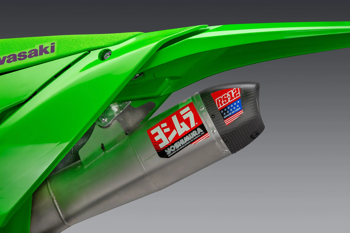 Escape completo de acero inoxidable Yoshimura KX450F 2024 RS-12, con silenciador de acero inoxidable 244730S320 