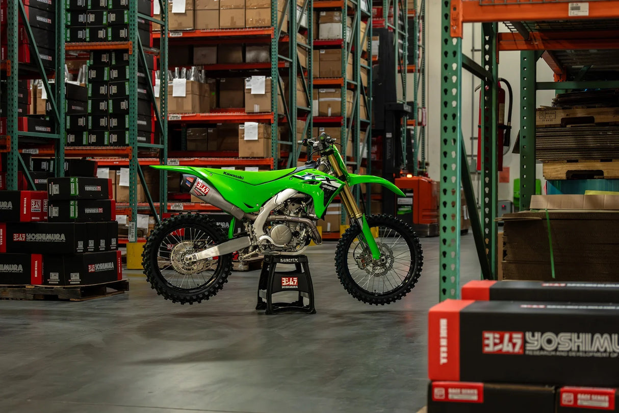 Escape completo de acero inoxidable Yoshimura KX450F 2024 RS-12, con silenciador de acero inoxidable 244730S320 