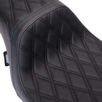 DRAG SPECIALTIES Predator 1Up Seat - Vinyl - Double Diamond Black Stitch - FLH '08-'23  0801-1483