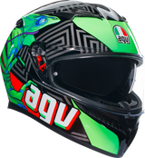 AGV K3 Motorcycle Helmet - Kamaleon - Black/Red/Green - Small 2118381004013S