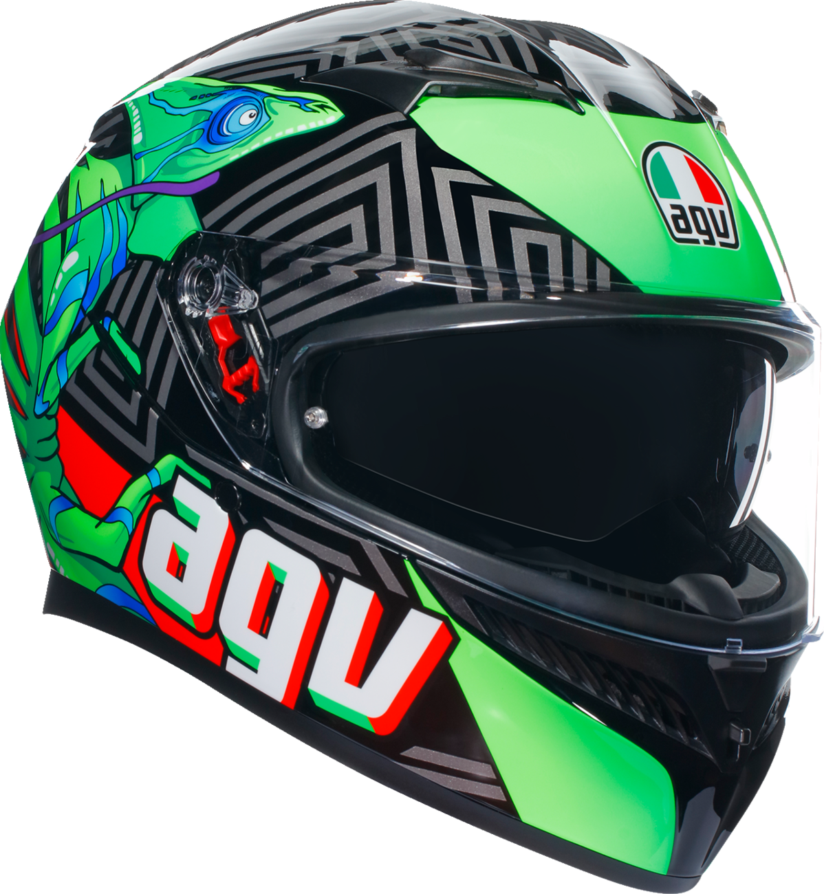 AGV K3 Motorcycle Helmet - Kamaleon - Black/Red/Green - Large 2118381004013L