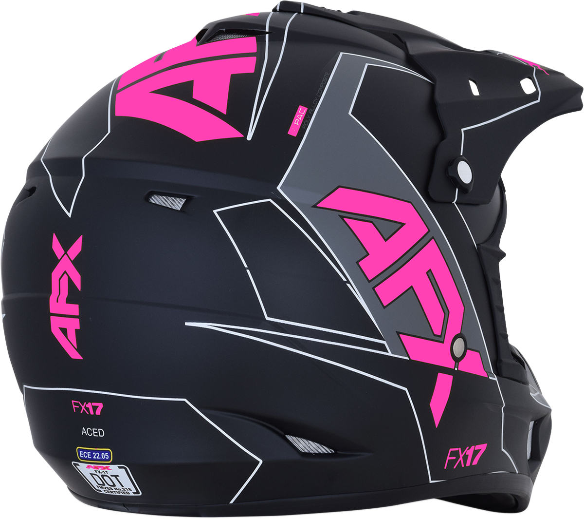 AFX FX-17 Motorcycle Helmet - Aced - Matte Black/Pink - Small 0110-6510