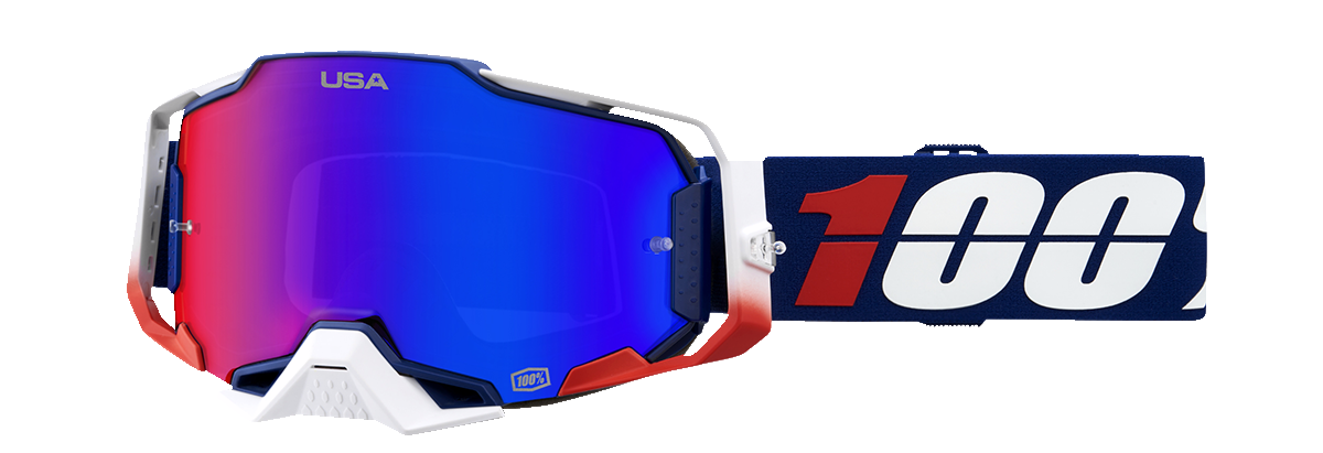 100% Armega Goggles - MX of Nations - HiPER Red/Blue Mirror 50003-00008