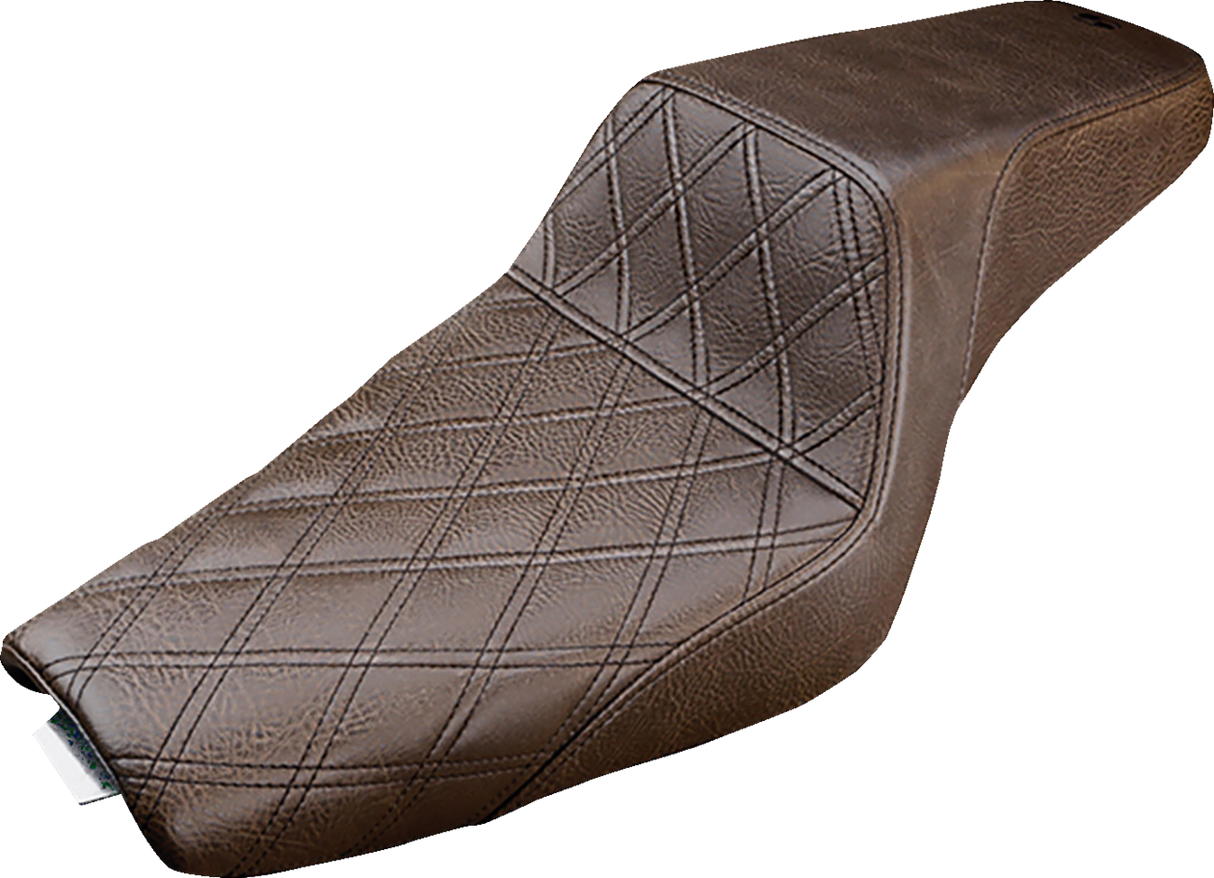 SADDLEMEN Step-Up Seat - Front Lattice Stitch - Brown - XL 807-11-172BR