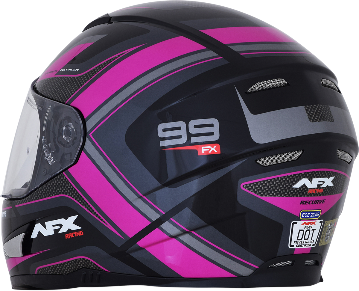 AFX FX-99 Motorcycle Helmet - Recurve - Black/Fuchsia - Large 0101-11104