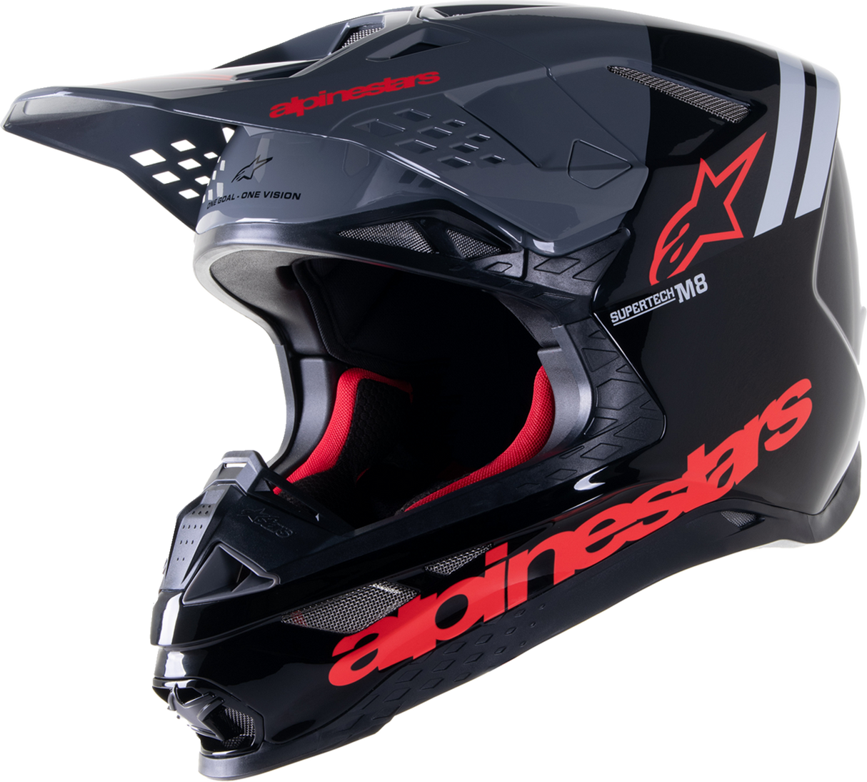 ALPINESTARS Supertech M8 Motorcycle Helmet - Radium 2 - MIPS® - Gloss Black/Neon Red - Medium 8301523-1397-MD