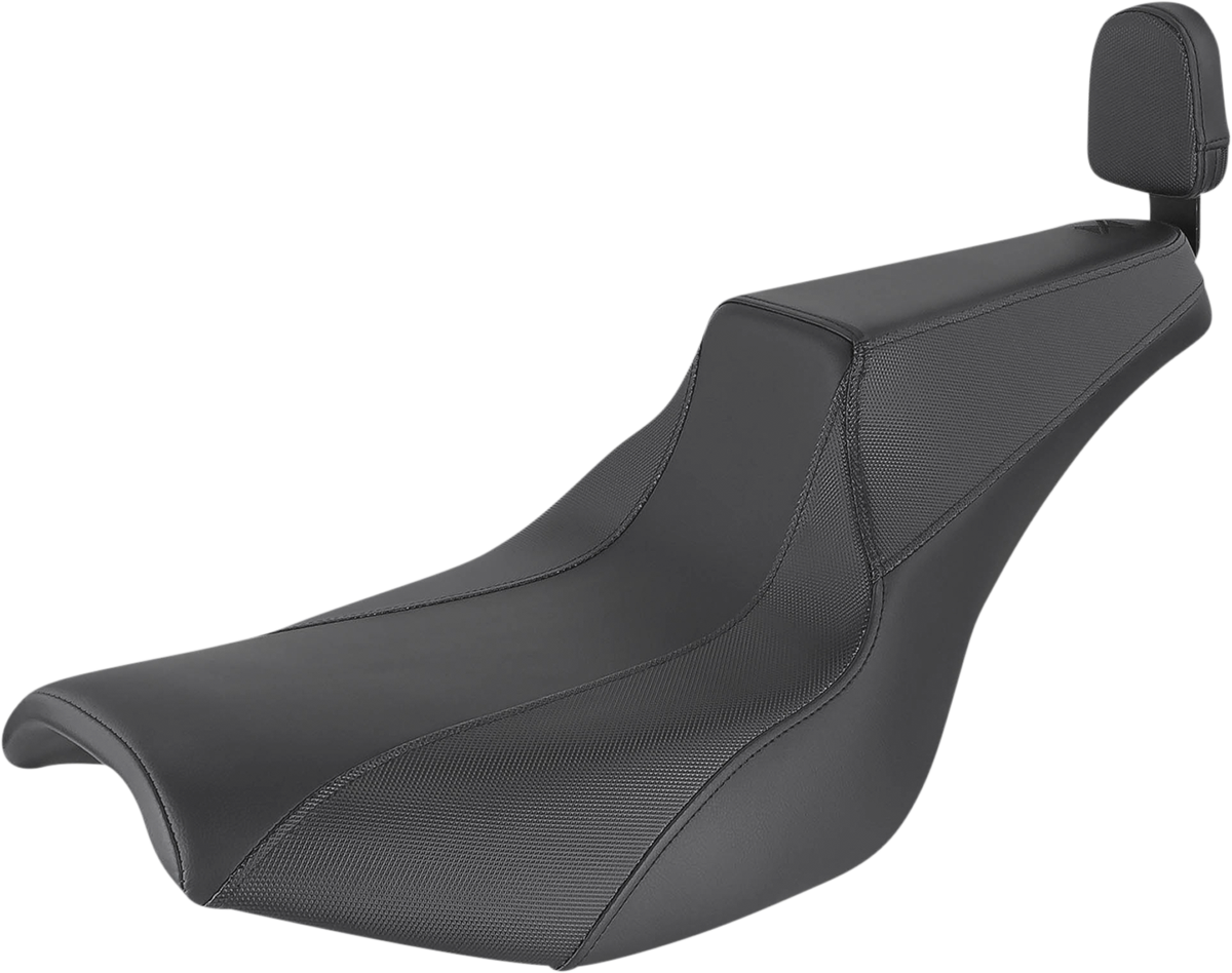 SADDLEMEN Seat - Signature Series - With Passenger Backrest Pad - Gripper - Black FD88209