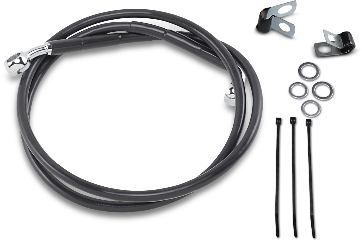 DRAG SPECIALTIES Brake Line - Front - Black - +2" 640113-2BLK