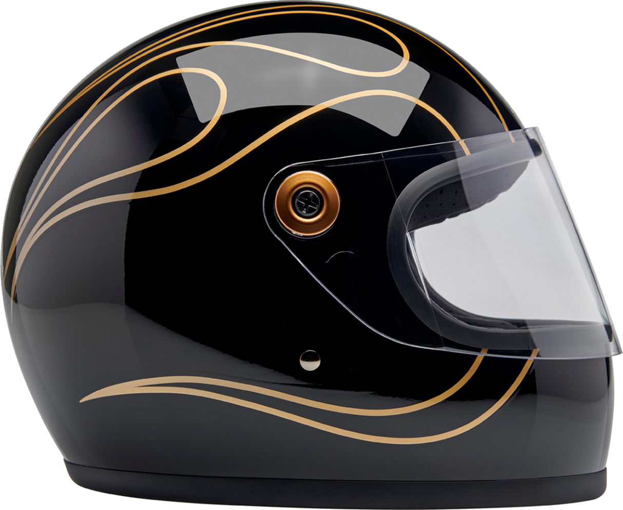 BILTWELL Gringo S Motorcycle Helmet - Gloss Black Flames - XS 1003-567-501