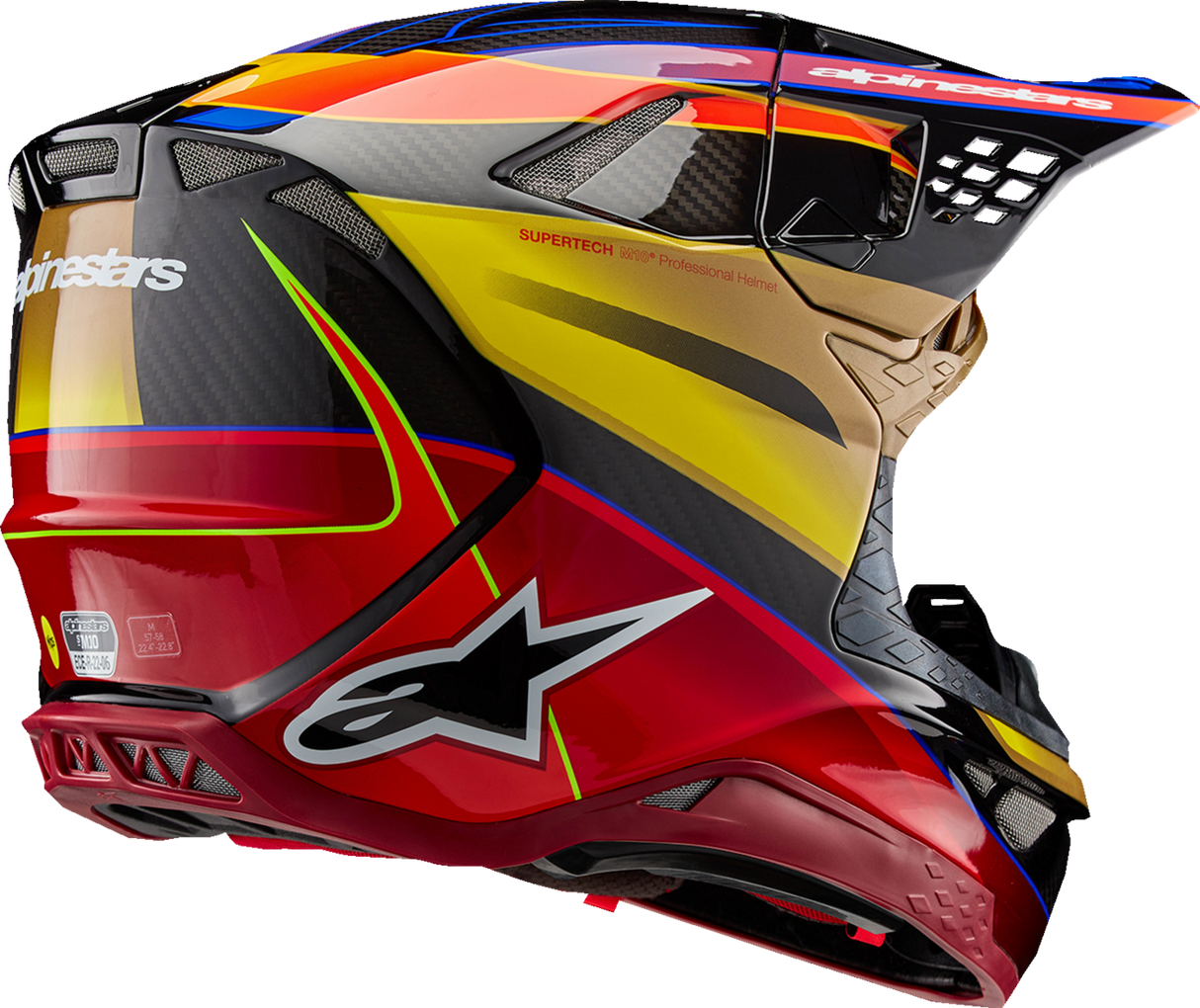 ALPINESTARS Supertech M10 Motorcycle Helmet - Era - MIPS® - Gloss Gold/Yellow/Rio Red - Large 8301223-5938-L