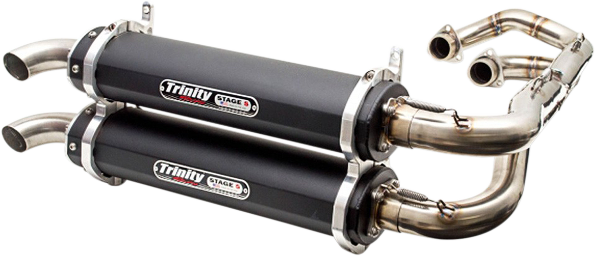 TRINITY RACING Dual Exhaust - Black RZR 4 Turbo/General 1000 /RZR S      T/TR-4162D-BK