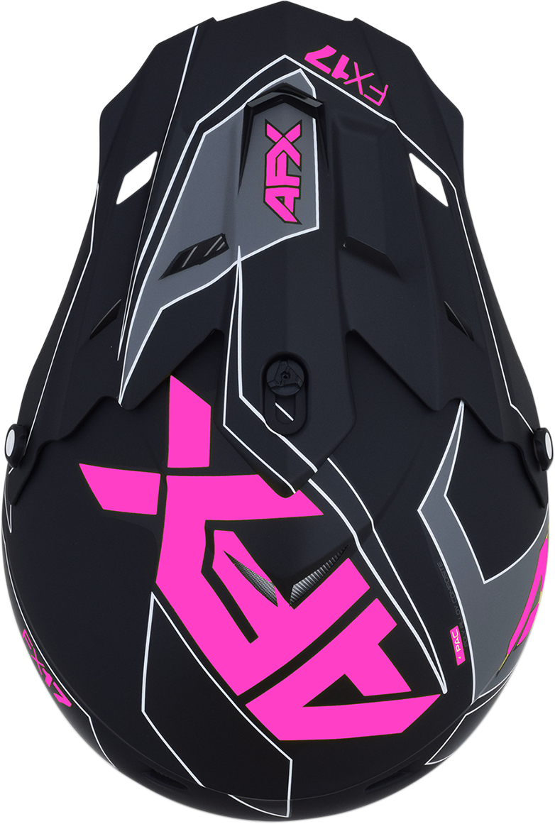 AFX FX-17 Motorcycle Helmet - Aced - Matte Black/Pink - Large 0110-6512