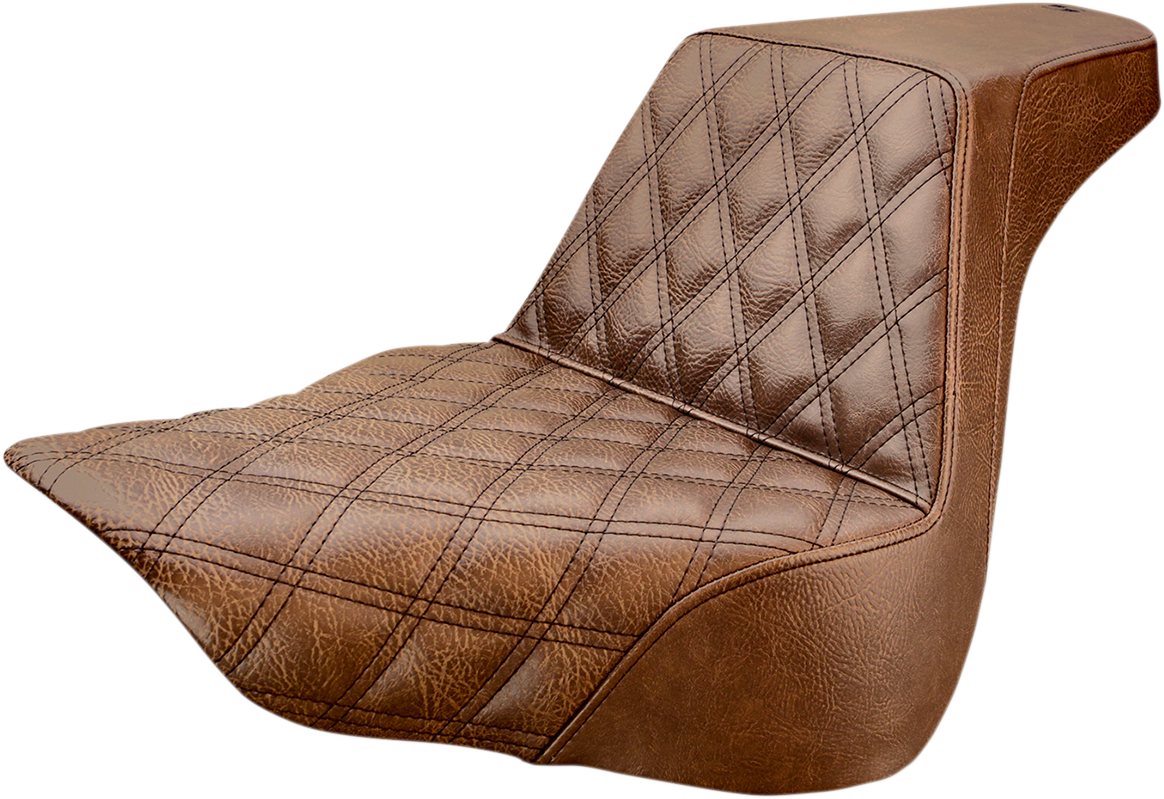 SADDLEMEN Step-Up Seat - Front Lattice Stitch - Brown 818-27-172BR