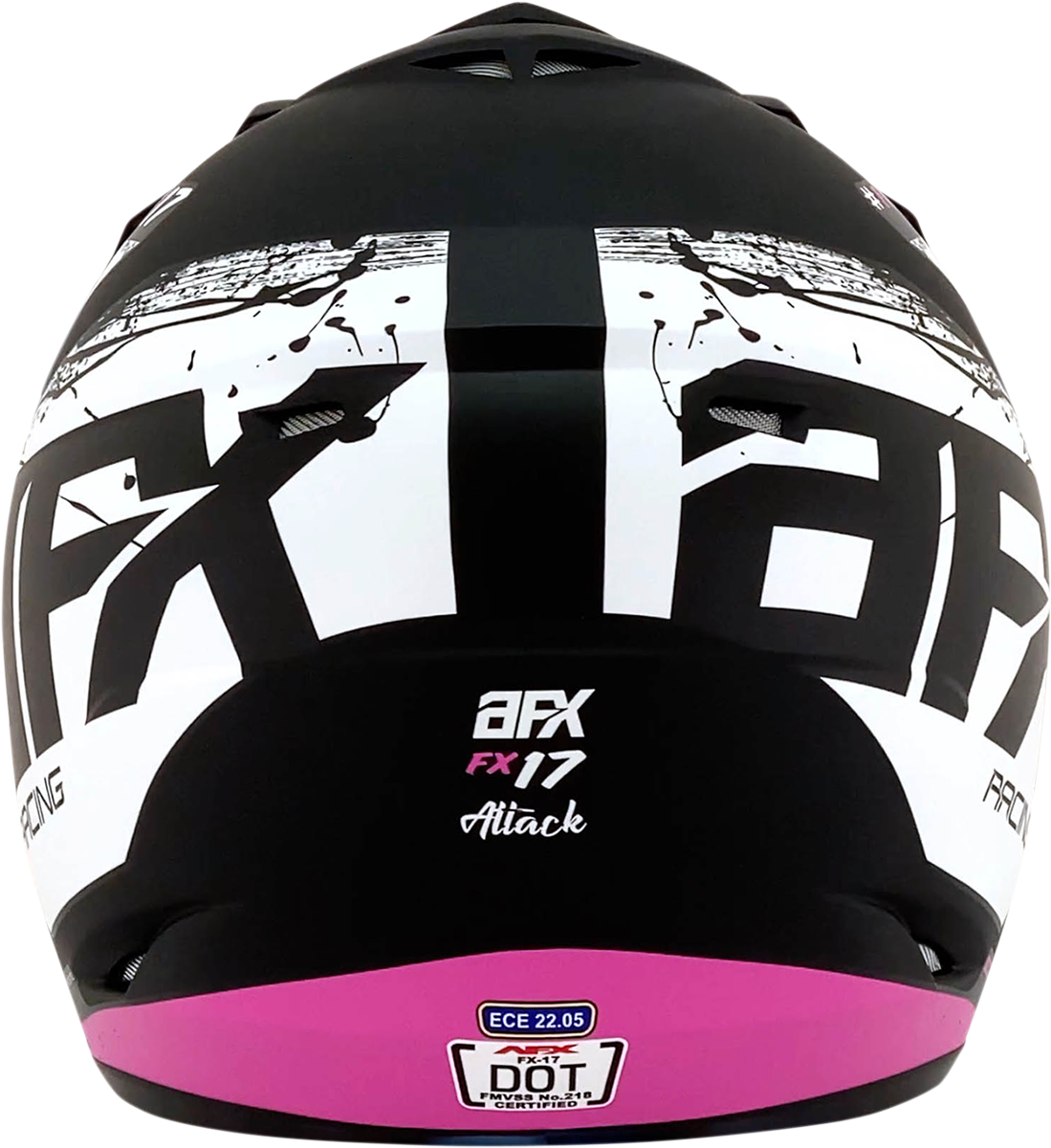 AFX FX-17 Motorcycle Helmet - Attack - Matte Black/Fuchsia - Large 0110-7169