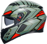 AGV K3 Motorcycle Helmet - Decept - Matte Black/Green/Red - Medium 2118381004010M