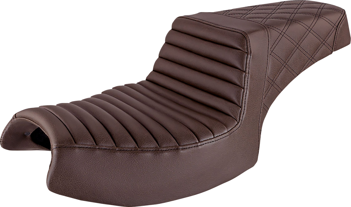 SADDLEMEN Step Up Seat - Front Tuck-n'-Roll/Rear Lattice - Brown - Challenger I20-06-176BR