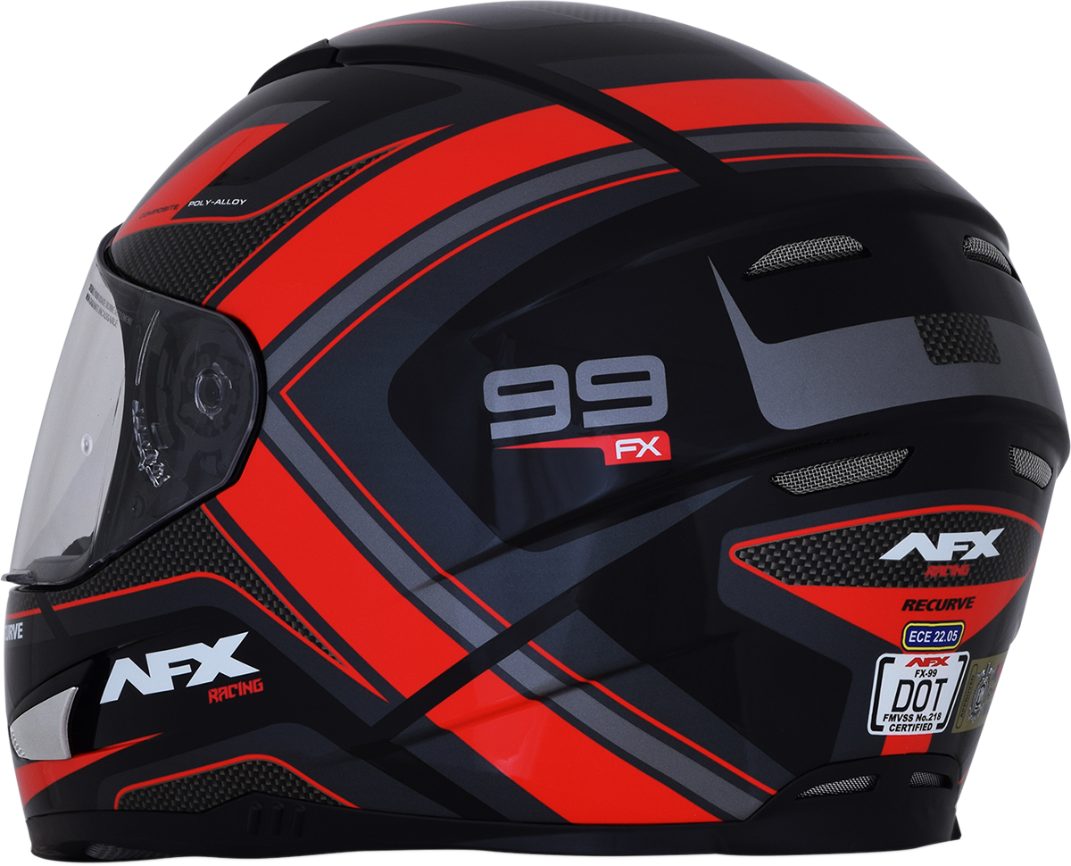 AFX FX-99 Motorcycle Helmet - Recurve - Black/Red - Large 0101-11113