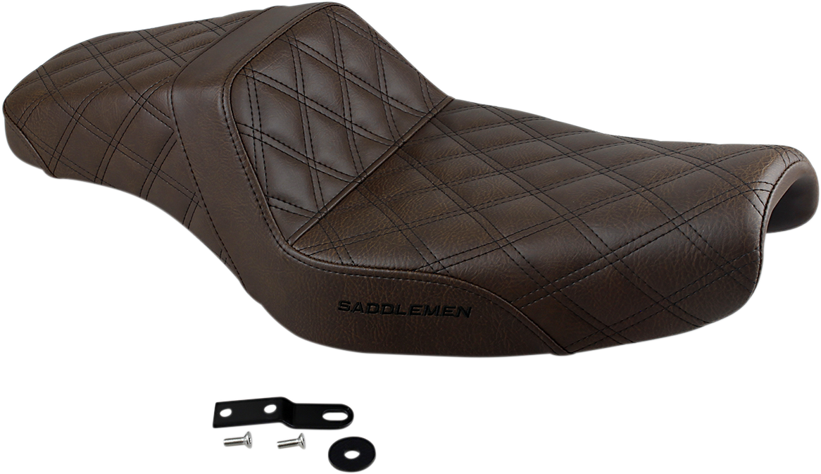 SADDLEMEN Step-Up Seat - Full Lattice Stitch - Brown - XL 807-11-175BR