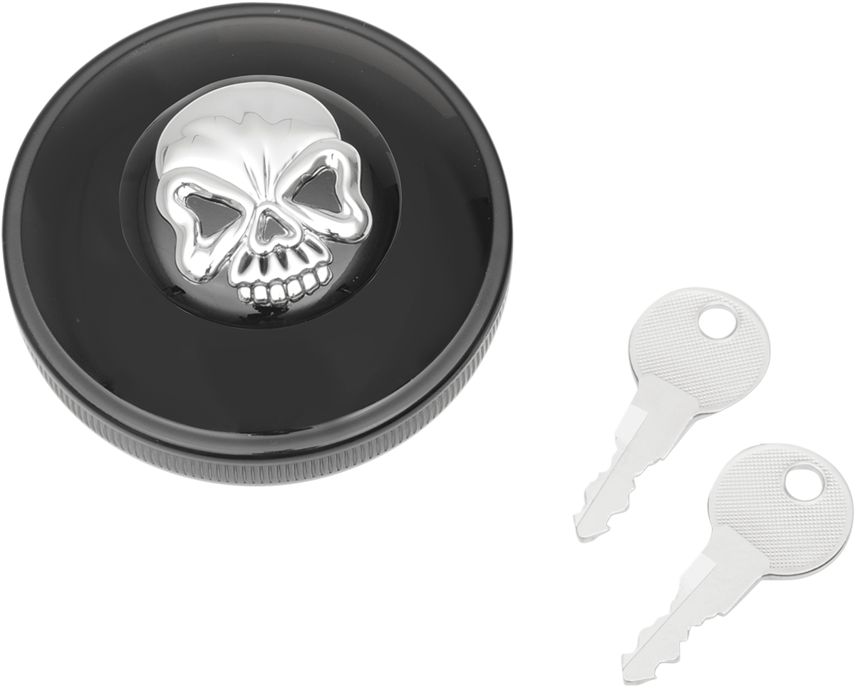 DRAG SPECIALTIES Gas Cap - Vented Skull Locking - Black 03-0320ABS-A