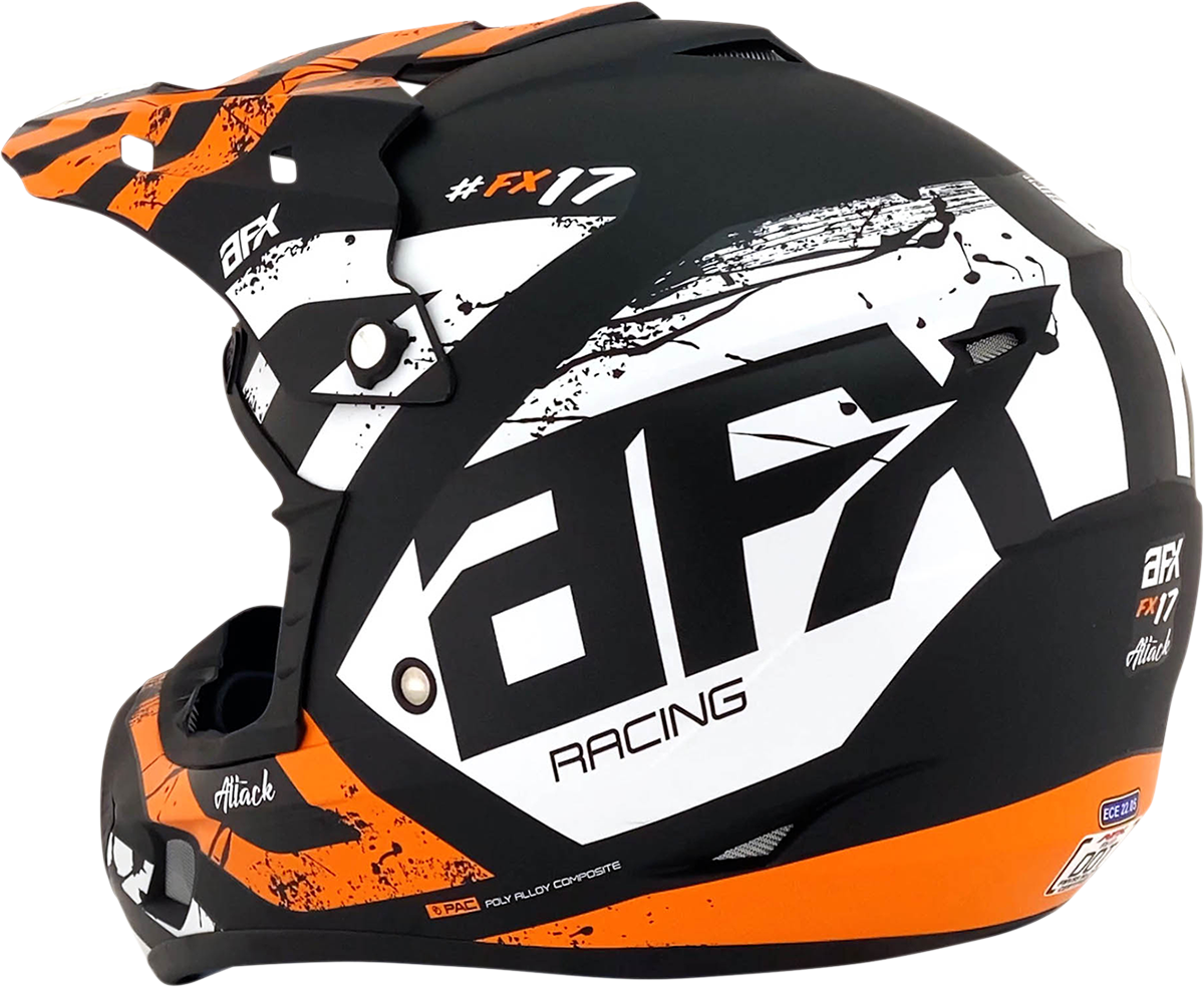 AFX FX-17 Motorcycle Helmet - Attack - Matte Black/Orange - XS 0110-7154