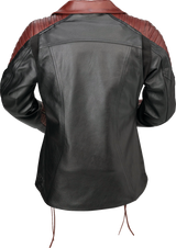 Z1R Women's Combiner Leather Jacket - Black/Red - 3W 2813-1016