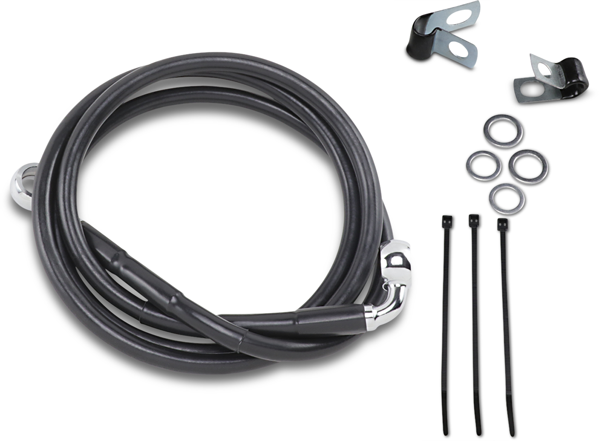 DRAG SPECIALTIES Brake Line - Front - Black - +6" 640113-6BLK