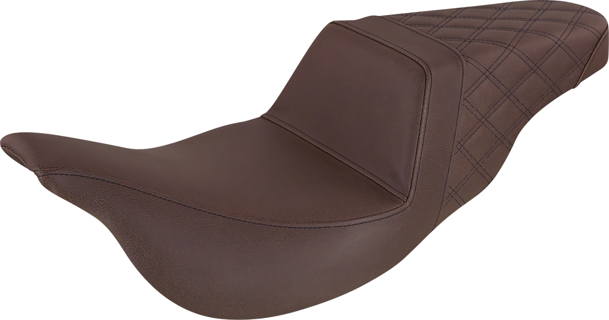 SADDLEMEN Step-Up Seat - Rear Lattice Stitch - Brown - FL '08-'23 808-07B-173BR