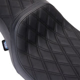 DRAG SPECIALTIES Predator 2Up Seat - Vinyl - Double Diamond Black Stitch - FLH '08-'23 0801-1490