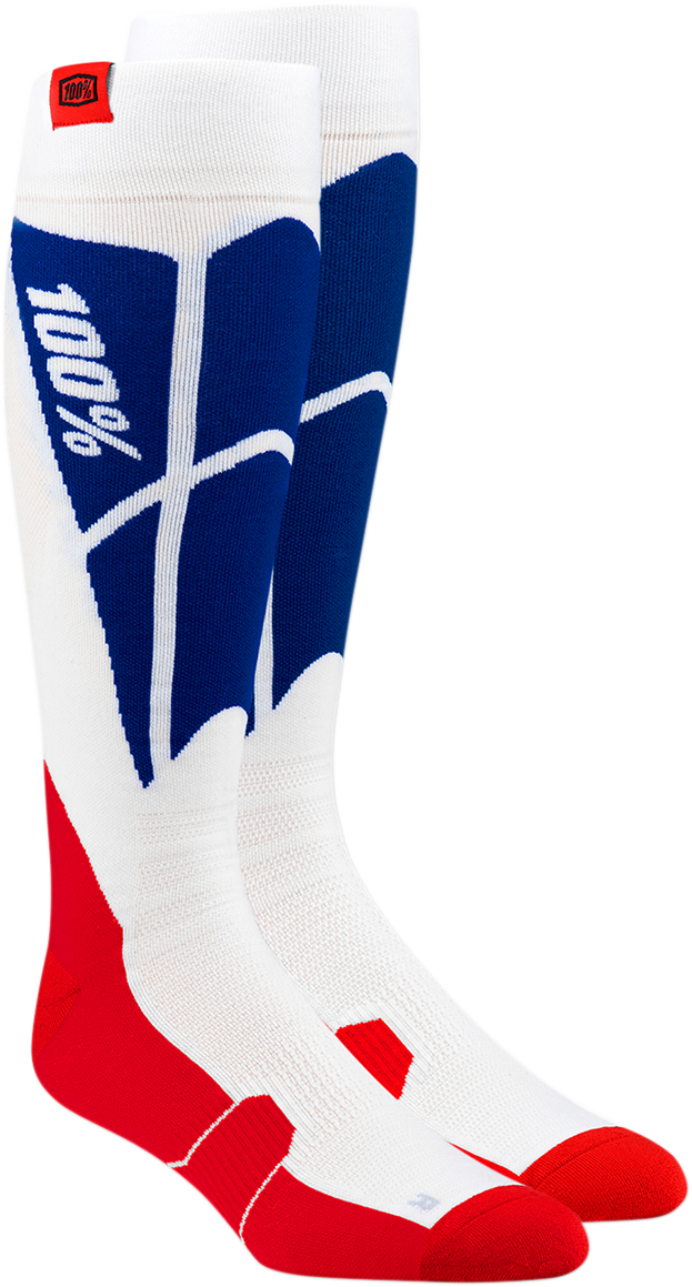 100% Hi-Side Performance Socks - White/Blue - Small/Medium 24008-022-17