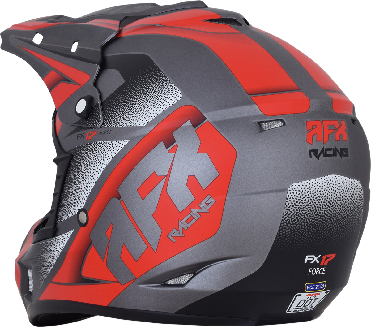 AFX FX-17 Motorcycle Helmet - Force - Frost Gray/Red - Medium 0110-5204