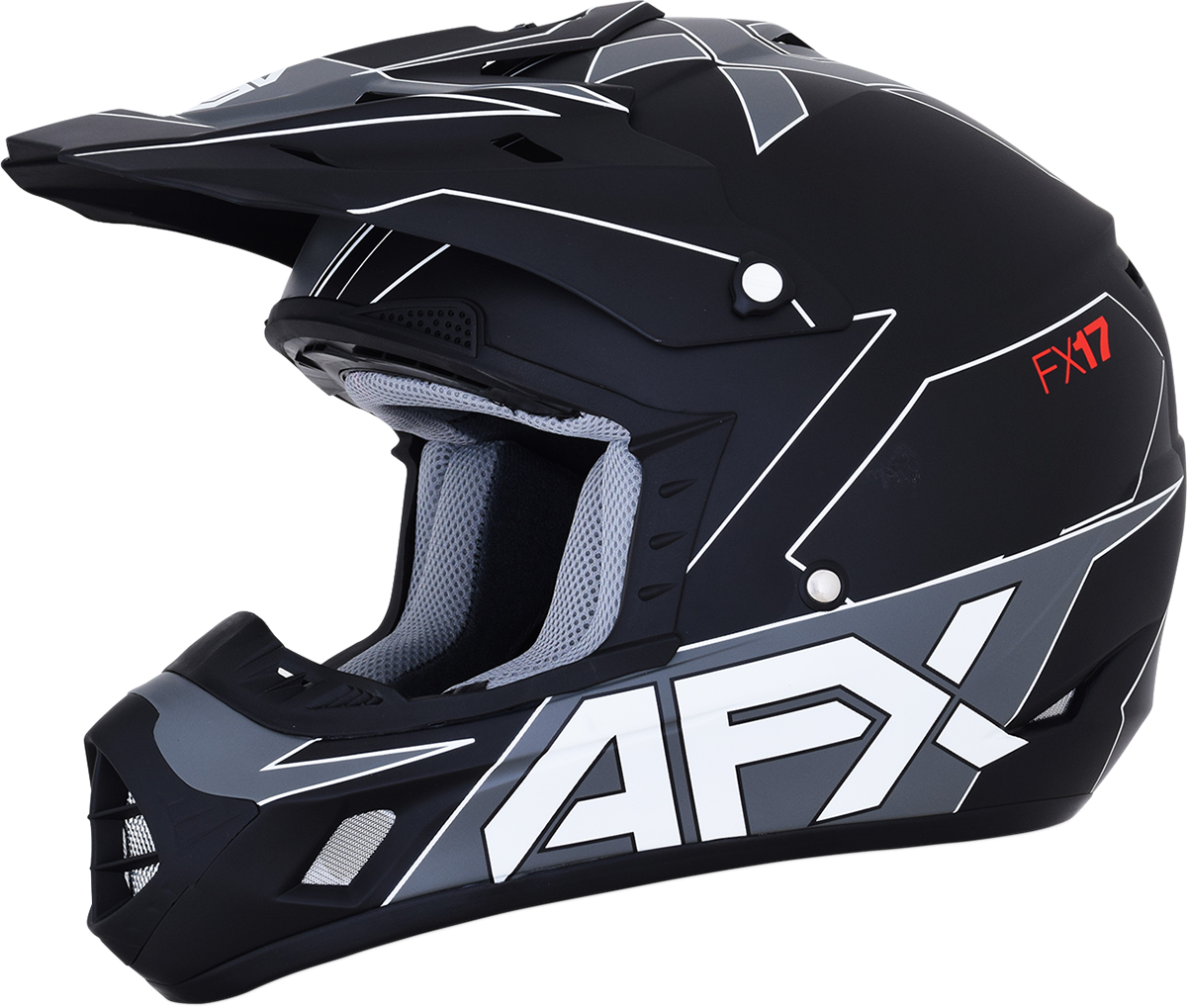 AFX FX-17 Motorcycle Helmet - Aced - Matte Black/White - Large 0110-6491