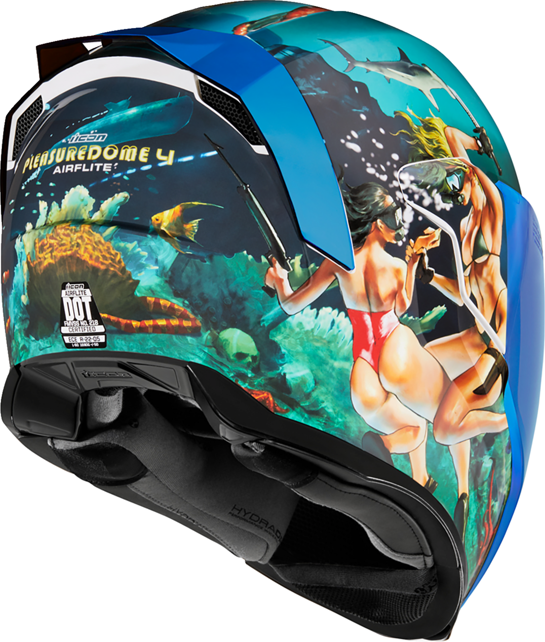 ICON Airflite™ Motorcycle Helmet - Pleasuredome4 - Blue - Large 0101-15003