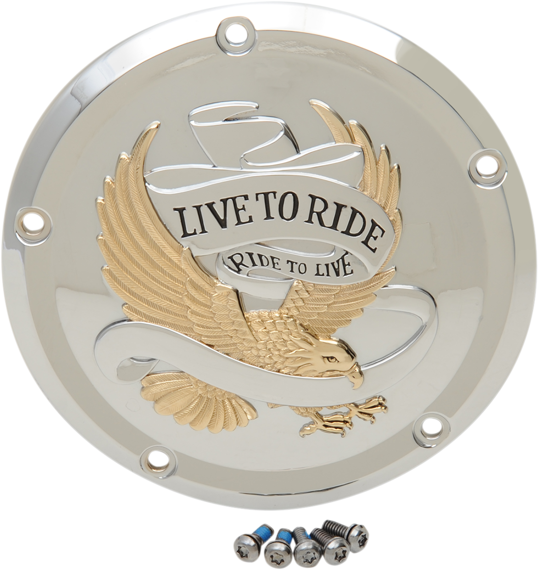 DRAG SPECIALTIES Live to Ride Derby Cover - 5-Hole - Gold D33-0110GA