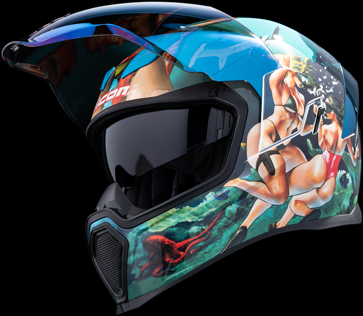 ICON Airflite™ Motorcycle Helmet - Pleasuredome4 - Blue - XL 0101-15004