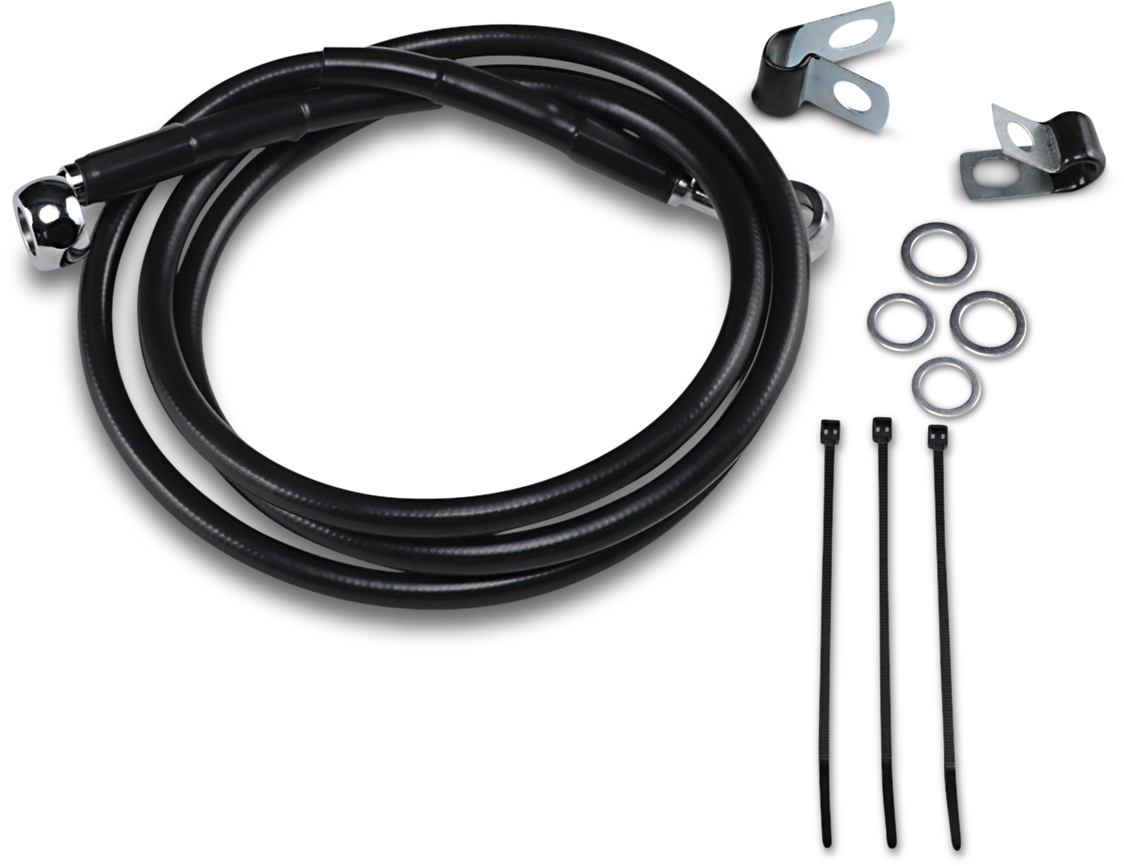 DRAG SPECIALTIES Brake Line - Front - Black - +10" 640113-10BLK